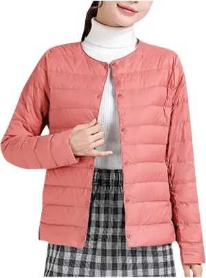 HGps8w Women's Lightweight Winter Quilted Down Jackets Button Down Puffer Coats Padded Warm Outerwear with Pockets