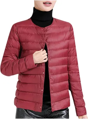 HGps8w Women's Lightweight Winter Quilted Down Jackets Button Down Puffer Coats Padded Warm Outerwear with Pockets