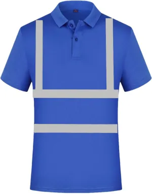 Hi-Vis Safety Polo Shirt for Men Women High Visibility Reflective Shirt Short Sleeve Shirt with Reflective Strips