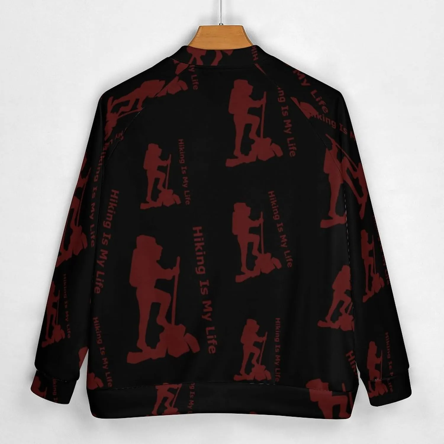 Hiking is My Life Lightweight Men's Baseball Jackets Relaxed Fit Varsity Bomber Jacket Windbreaker Coat