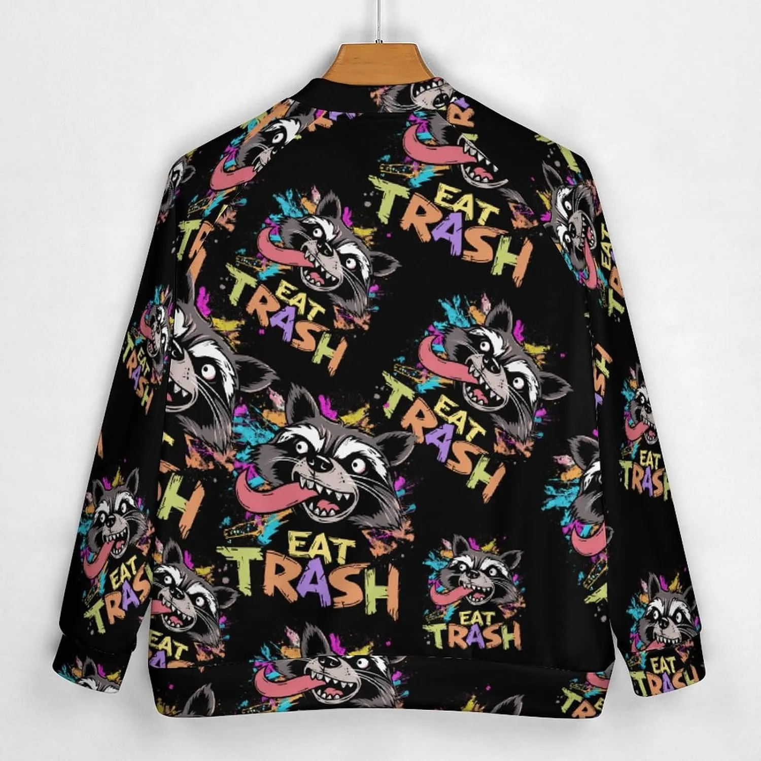 Hooligan Raccoon Eat Garbage Lightweight Men's Baseball Jackets Relaxed Fit Varsity Bomber Jacket Windbreaker Coat