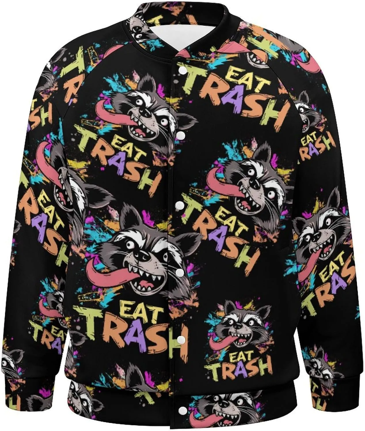 Hooligan Raccoon Eat Garbage Lightweight Men's Baseball Jackets Relaxed Fit Varsity Bomber Jacket Windbreaker Coat