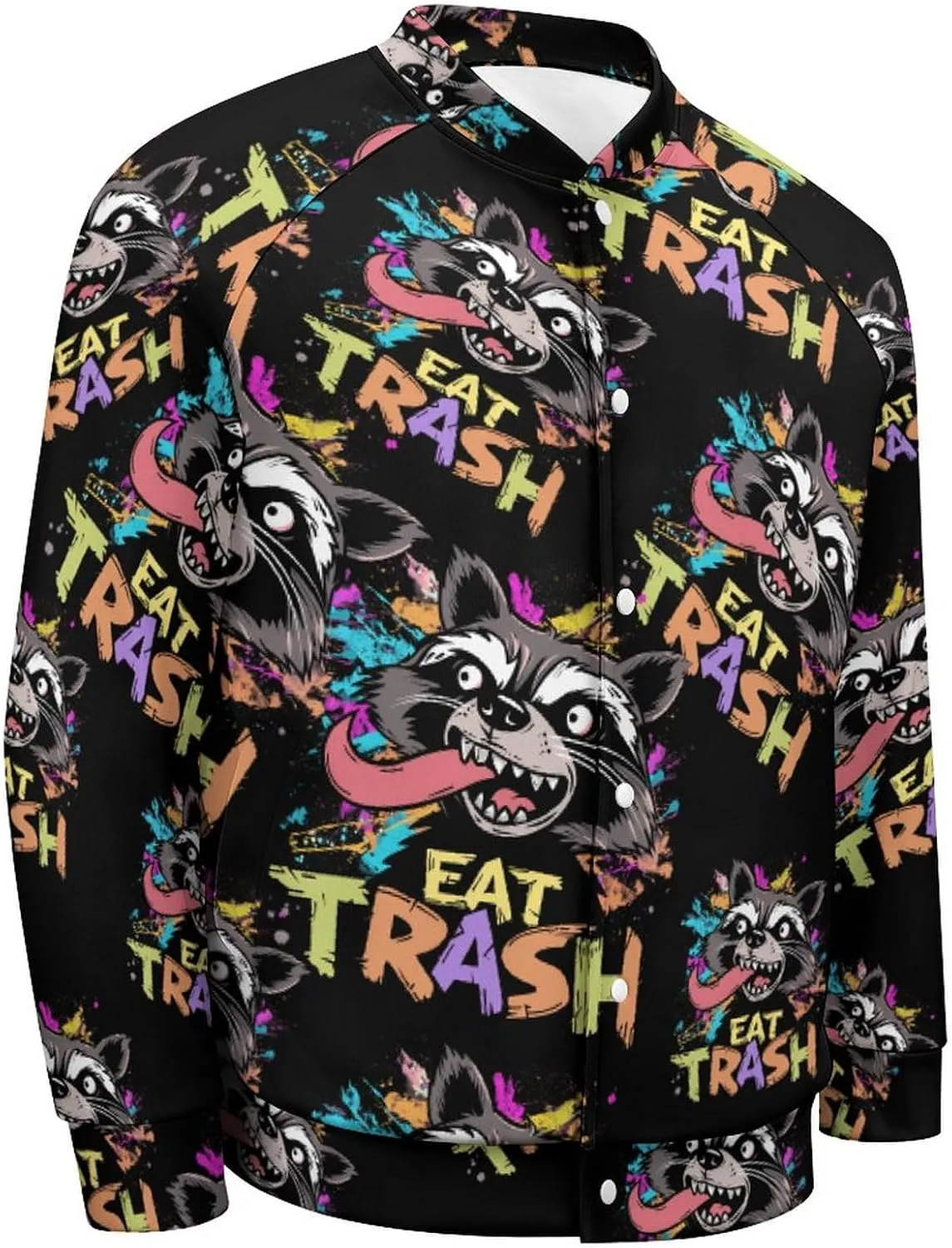 Hooligan Raccoon Eat Garbage Lightweight Men's Baseball Jackets Relaxed Fit Varsity Bomber Jacket Windbreaker Coat