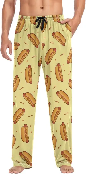 Hot Dog Yellow Mens Pajama Pants Lounge Bottoms Soft Sleep Pants S