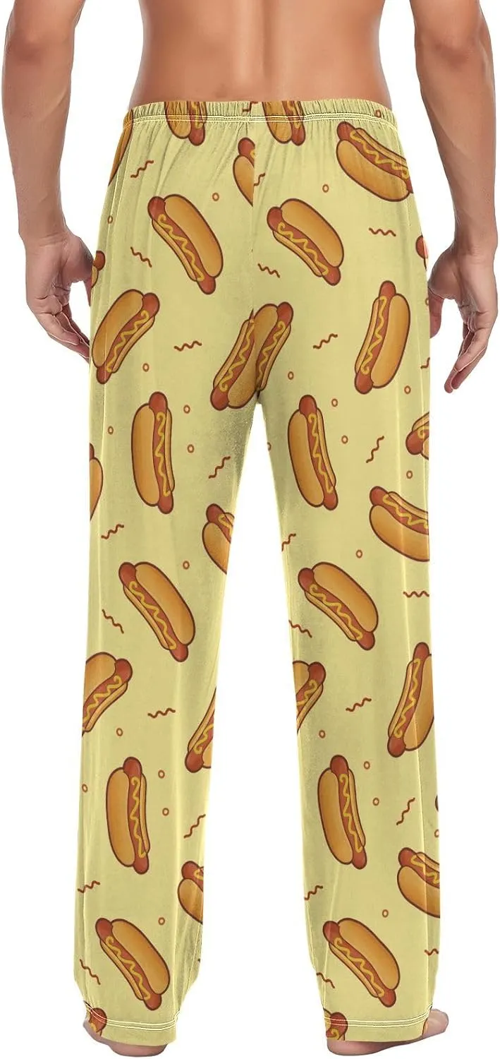 Hot Dog Yellow Mens Pajama Pants Lounge Bottoms Soft Sleep Pants S