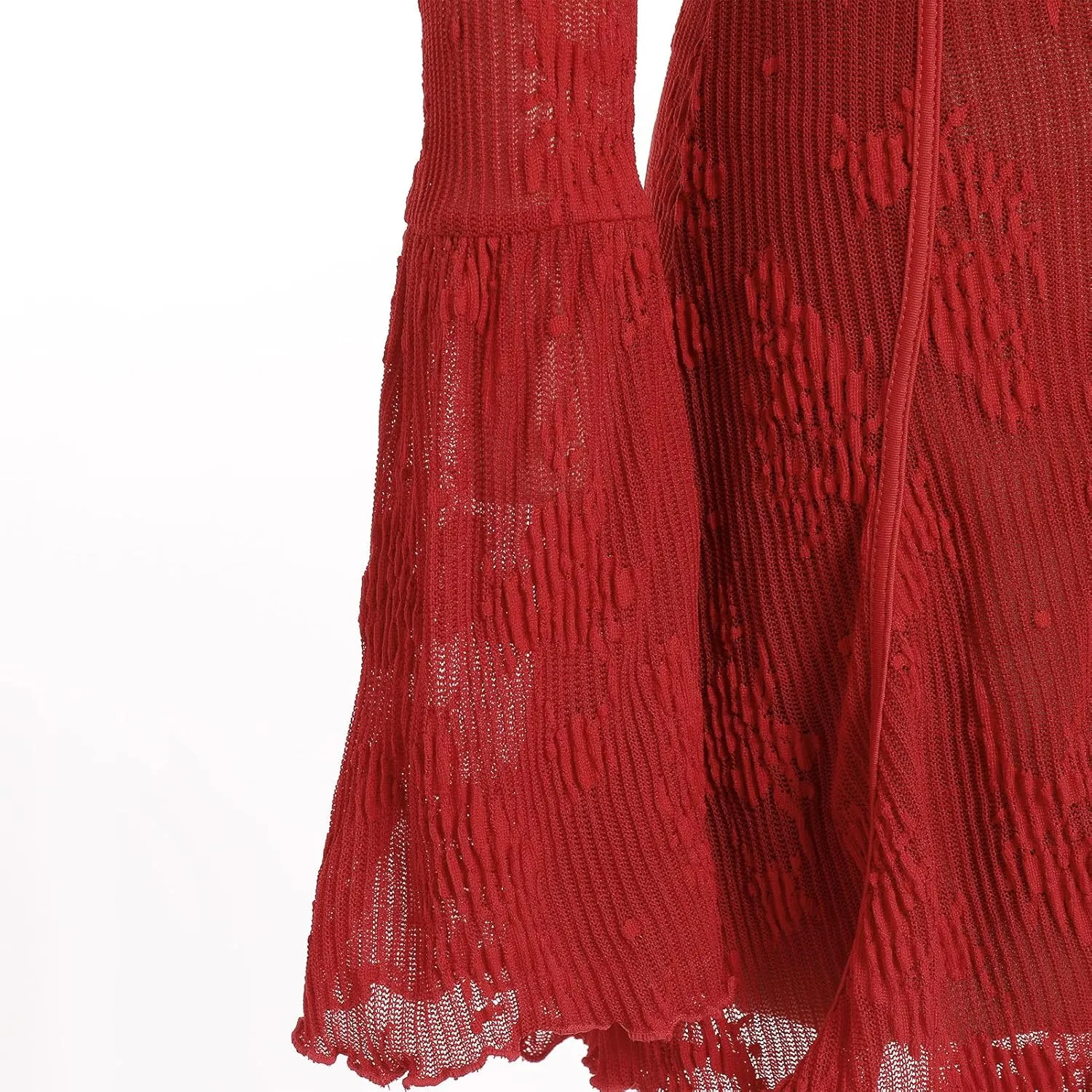 IDOPIP Women Long Bell Sleeve Corset Mini Dress Floral Lace Tie Front Ruffle Dress Empire Waist Club Cocktail Party Dress