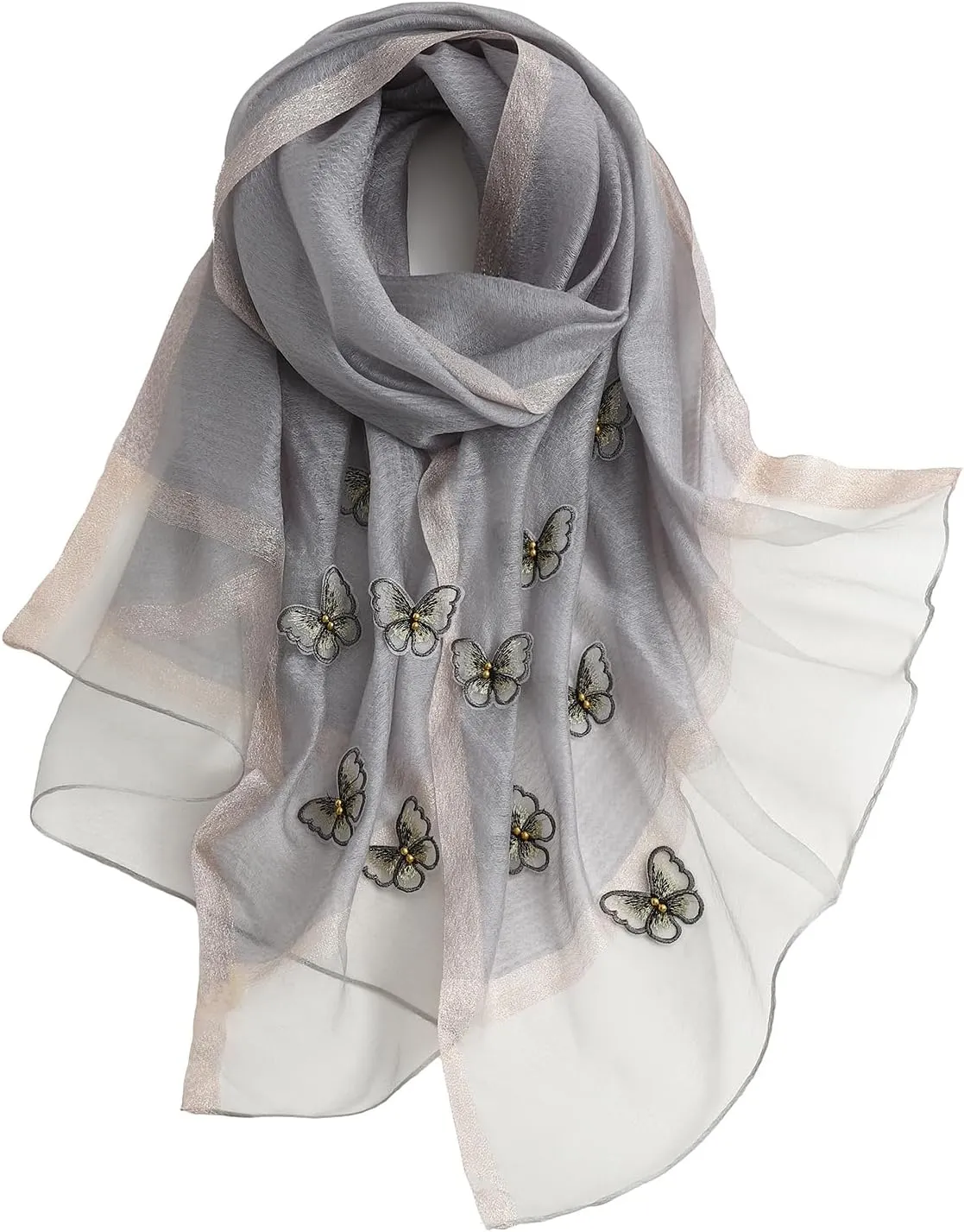 Isurrender Silk Embroidered Long Scarf Lightweight Wrap for Evening Party Fashion Pashmina Shawl Wraps for Women Formal