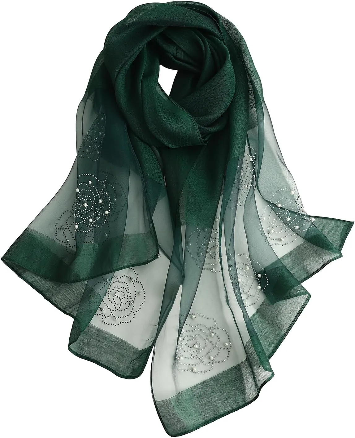 Isurrender Silk Wool Feeling Shiny Scarf Wrap Women Elegant Shawl for Evening Dresses Scarf Flower silk Pashmina Shawl