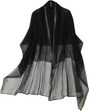 Isurrender Silk Wool Feeling Shiny Scarf Wrap Women Elegant Shawl for Evening Dresses Scarf Flower silk Pashmina Shawl