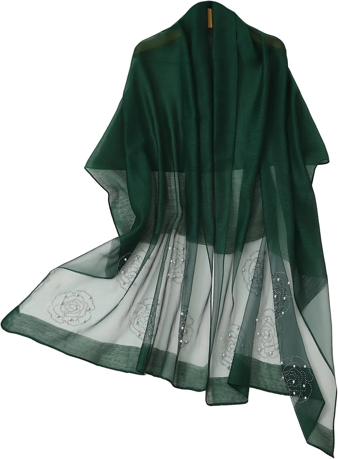 Isurrender Silk Wool Feeling Shiny Scarf Wrap Women Elegant Shawl for Evening Dresses Scarf Flower silk Pashmina Shawl