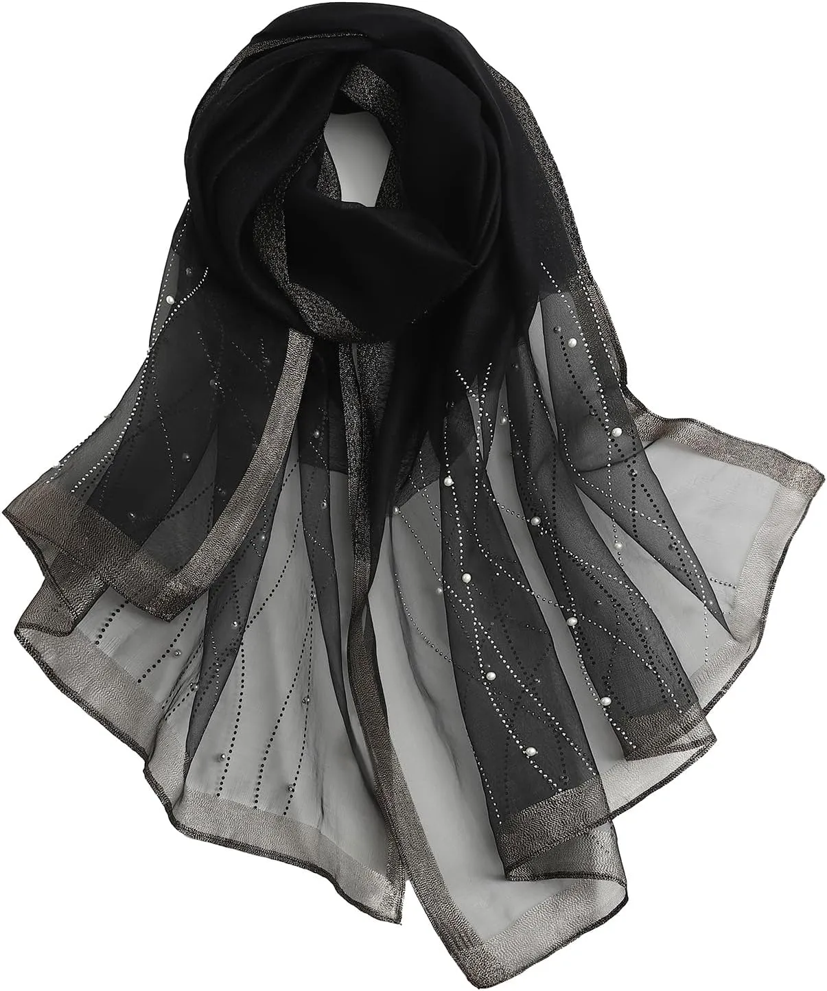 Isurrender Silk Wool Feeling Shiny Scarf Wrap Women Elegant Shawl for Evening Dresses Scarf Flower silk Pashmina Shawl