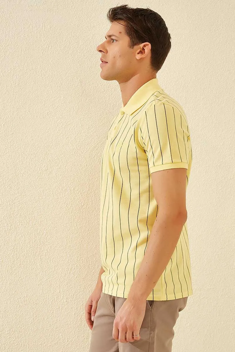 çizgili kisa kol standart kalip polo yaka erkek t-shirt - 87797