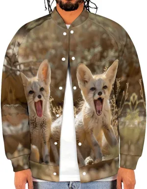Jackal Cub in The Desert Lightweight Men's Baseball Jackets Relaxed Fit Varsity Bomber Jacket Windbreaker Coat