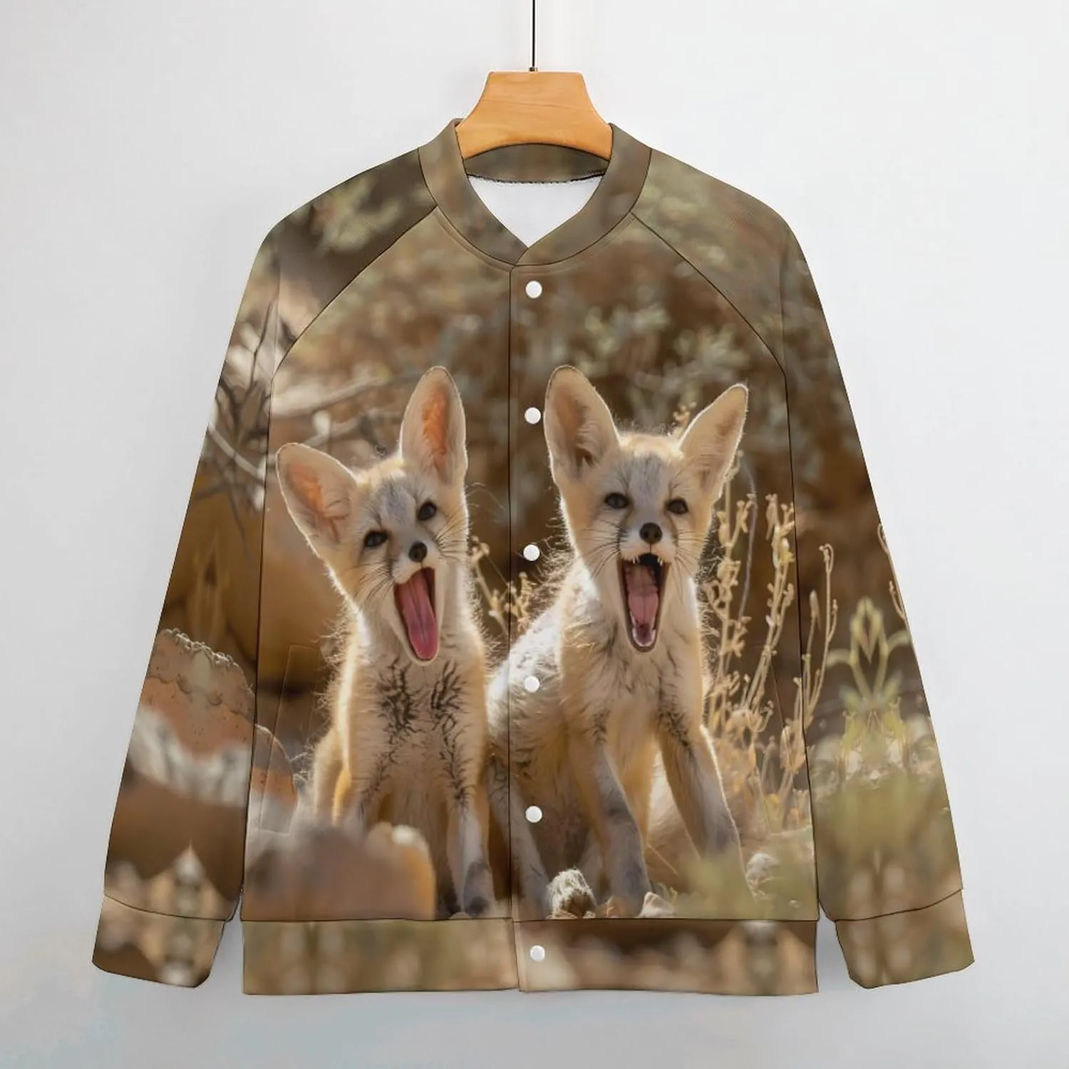 Jackal Cub in The Desert Lightweight Men's Baseball Jackets Relaxed Fit Varsity Bomber Jacket Windbreaker Coat