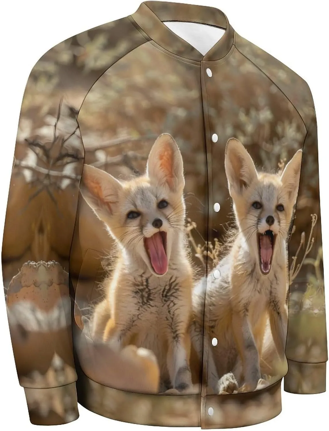 Jackal Cub in The Desert Lightweight Men's Baseball Jackets Relaxed Fit Varsity Bomber Jacket Windbreaker Coat
