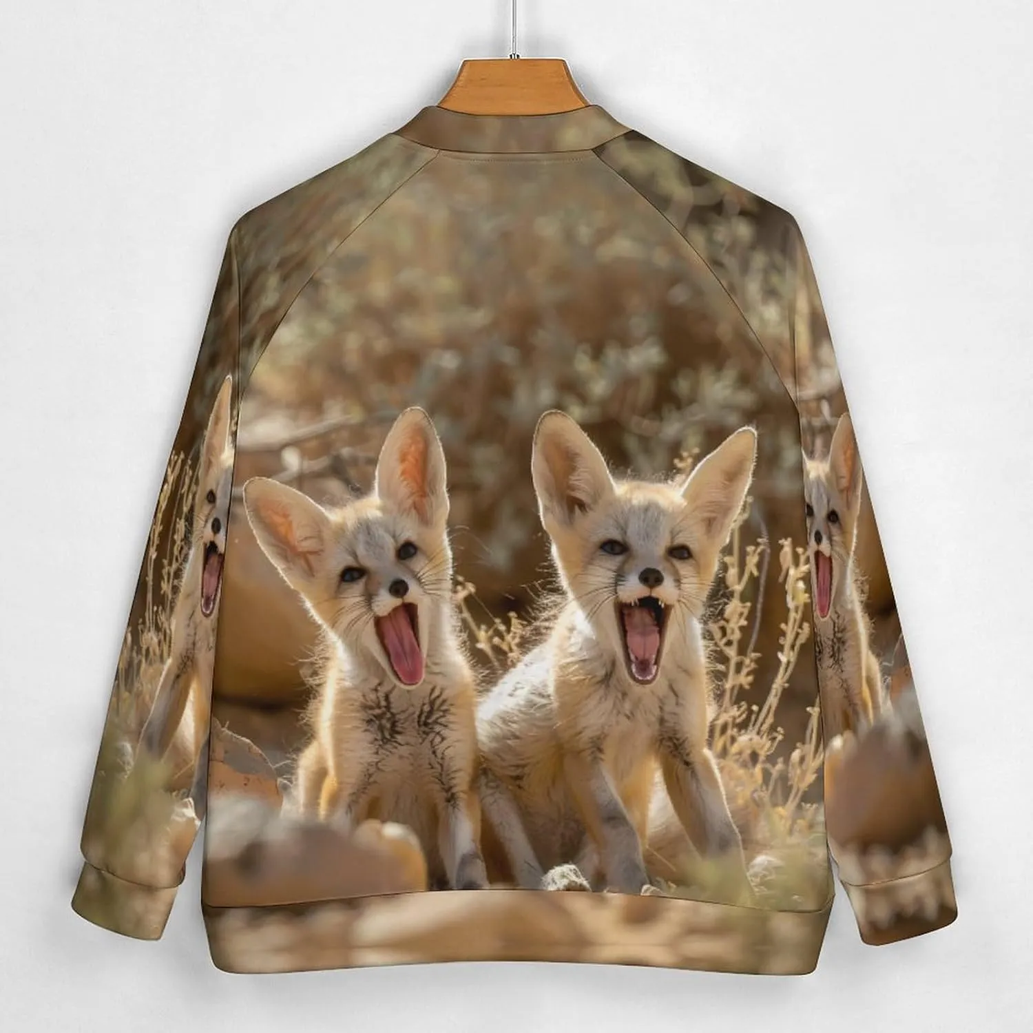Jackal Cub in The Desert Lightweight Men's Baseball Jackets Relaxed Fit Varsity Bomber Jacket Windbreaker Coat