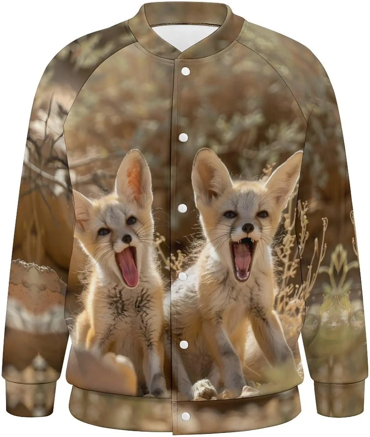 Jackal Cub in The Desert Lightweight Men's Baseball Jackets Relaxed Fit Varsity Bomber Jacket Windbreaker Coat