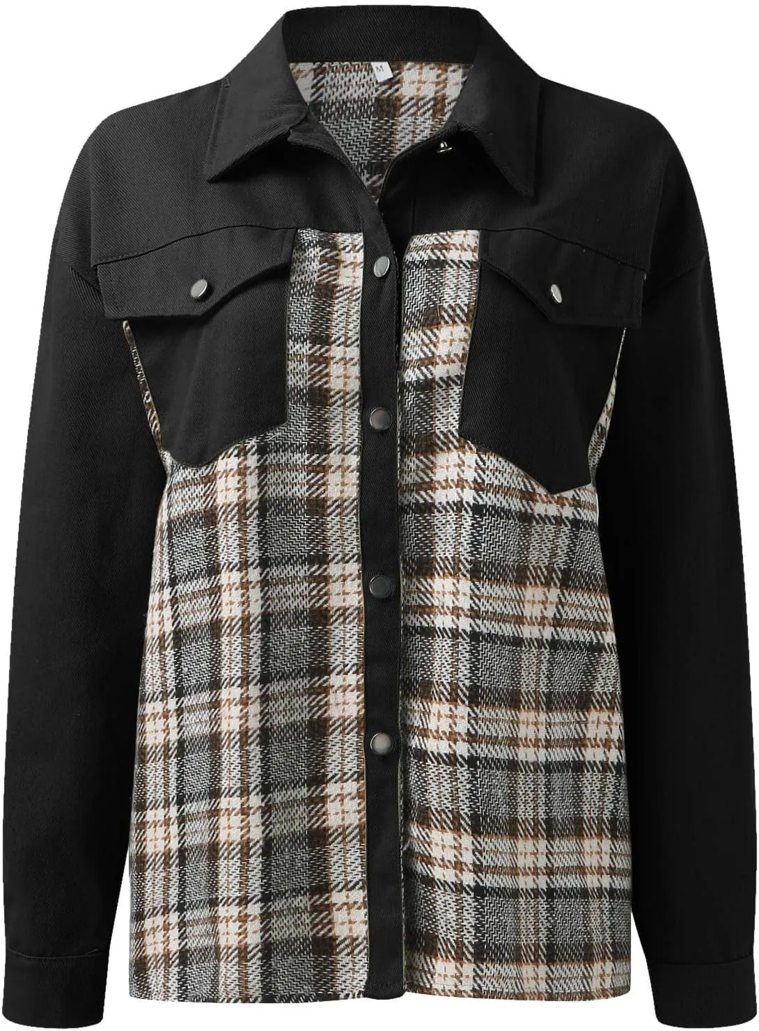Jacket For Women Women Jean Jacket Long Sleeve Checked Button Up Shirt Jacket Top Denim Jacket