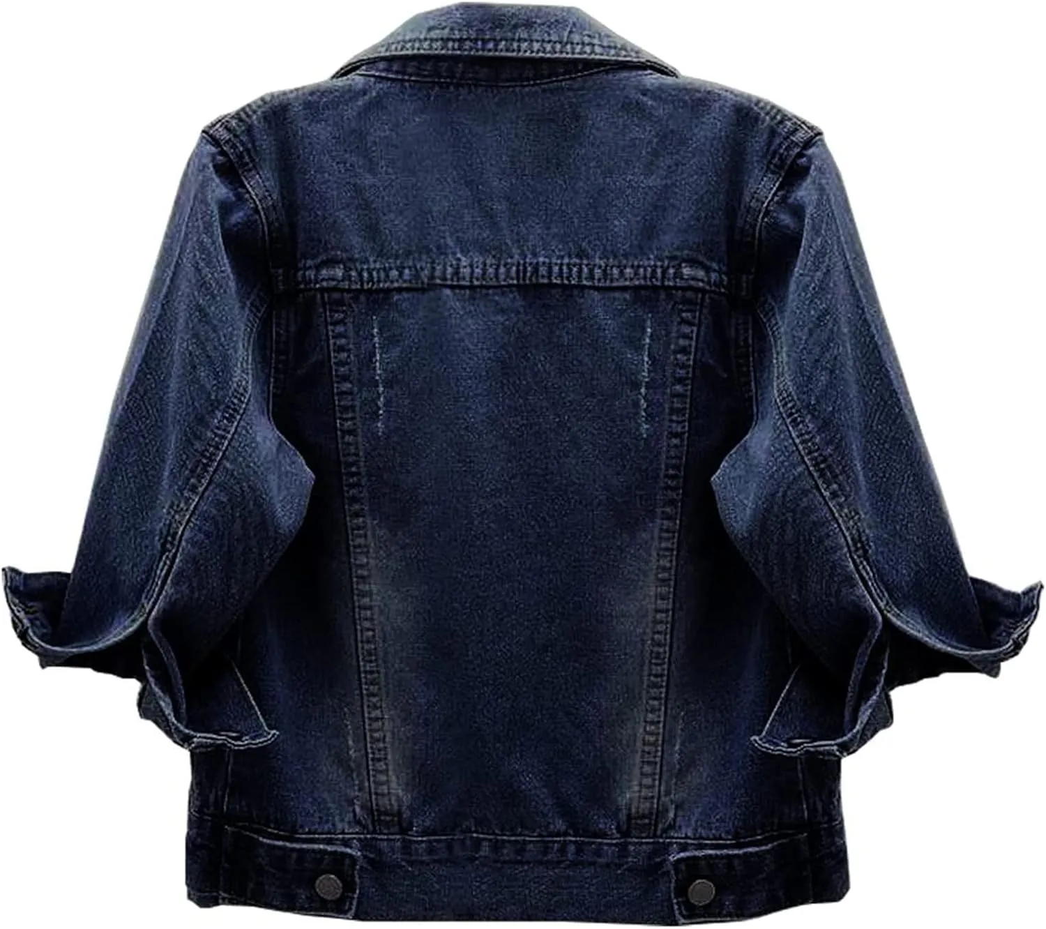 Jean Jacket Women 3/4 Sleeve Colored Cropped Denim Jacket Trendy Light Wash Short Jean Jacket Trucker Coat