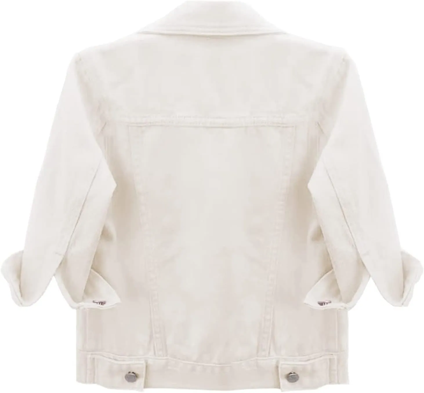 Jean Jacket Women 3/4 Sleeve Colored Cropped Denim Jacket Trendy Light Wash Short Jean Jacket Trucker Coat