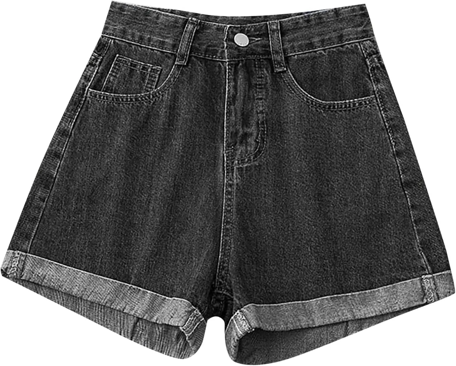 Jean Shorts for Women Summer Casual Loose Fit Elastic High Waisted Shorts Fashion Comfort Wide Leg Shorts with Pockets