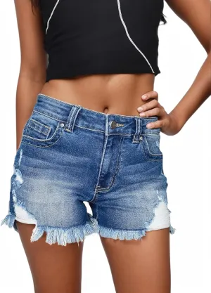 Jean Shorts Womens High Waisted Stretchy Ripped Denim Shorts