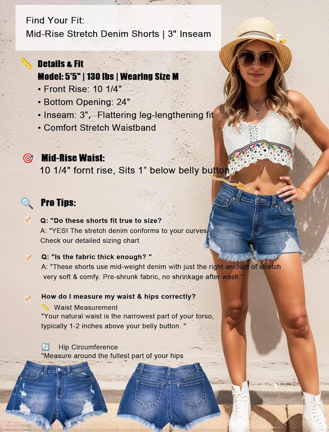 Jean Shorts Womens High Waisted Stretchy Ripped Denim Shorts