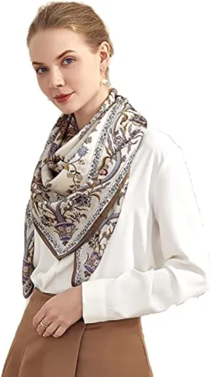 Jeelow 100% Luxurious Mulberry Silk Extra Large Square Scarf Shawl Wrap For Women 16 Mommes 42x42 Inch For Evening Dresses