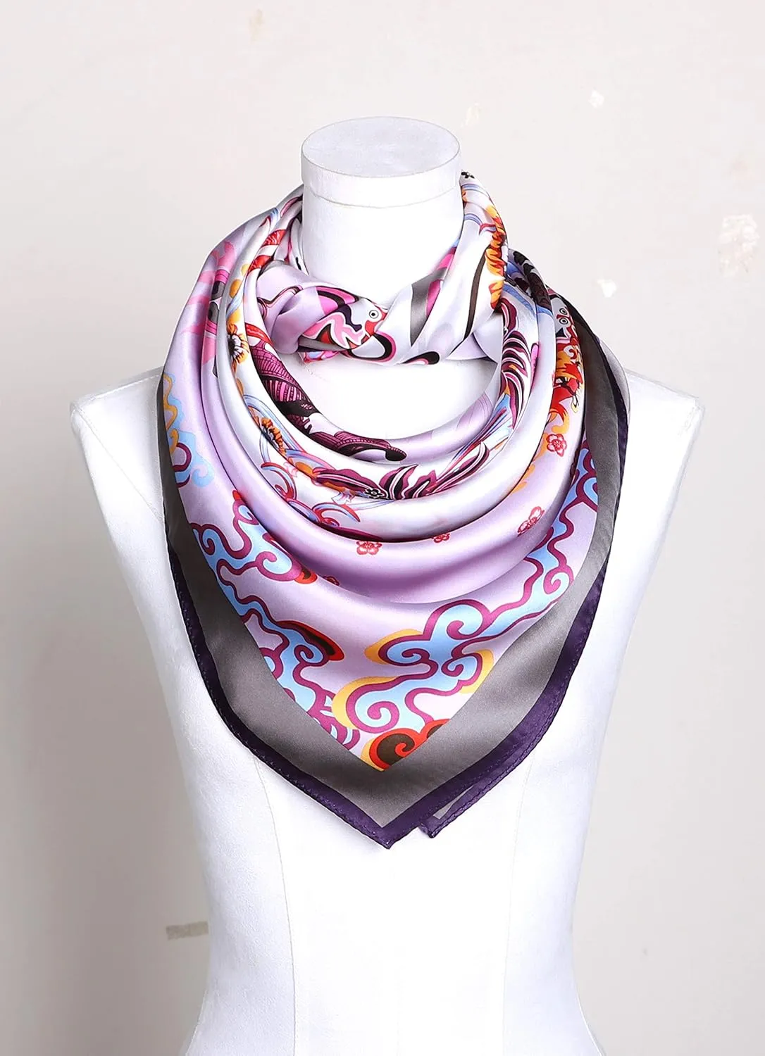 Jeelow 100% Luxurious Mulberry Silk Extra Large Square Scarf Shawl Wrap For Women 16 Mommes 42x42 Inch For Evening Dresses