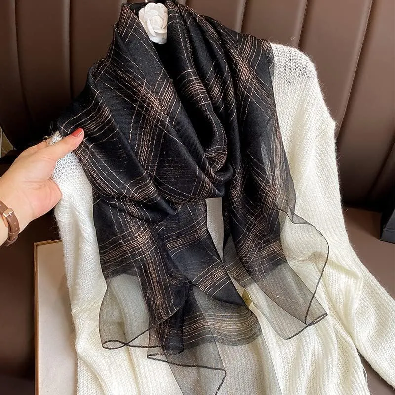 Jeelow Fashion Lightweight Light Silk Wool Scarf Shawl Wrap For Women Floral Embroidery
