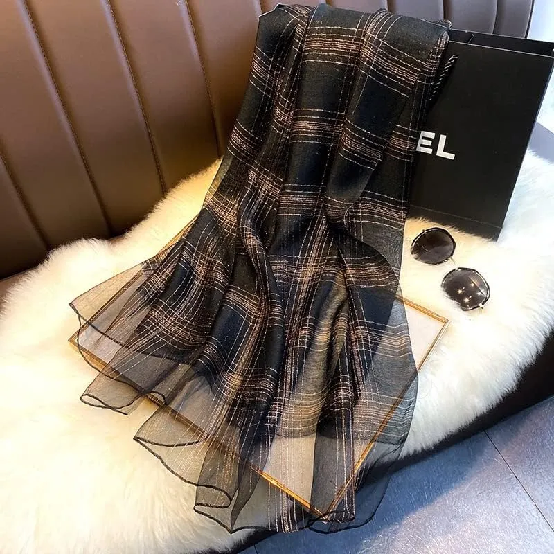Jeelow Fashion Lightweight Light Silk Wool Scarf Shawl Wrap For Women Floral Embroidery