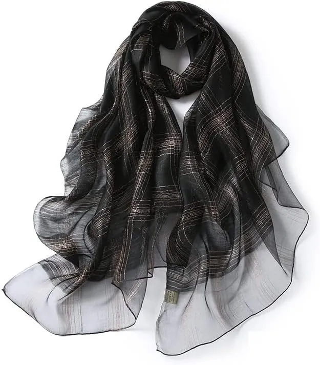 Jeelow Fashion Lightweight Light Silk Wool Scarf Shawl Wrap For Women Floral Embroidery