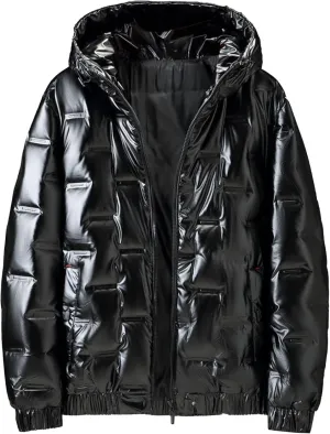 JEShifangjiusu Men'S Down Jacket Hooded Winter Warm Packable Down Puffer Jacket Lightweight Water-Resistant Down Jacket