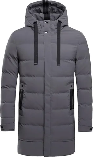 JEShifangjiusu Mens Thickened Down Jacket Winter Warm Down Coat Windbreaker Long Waterproof Insulated Puffer Down Jacket
