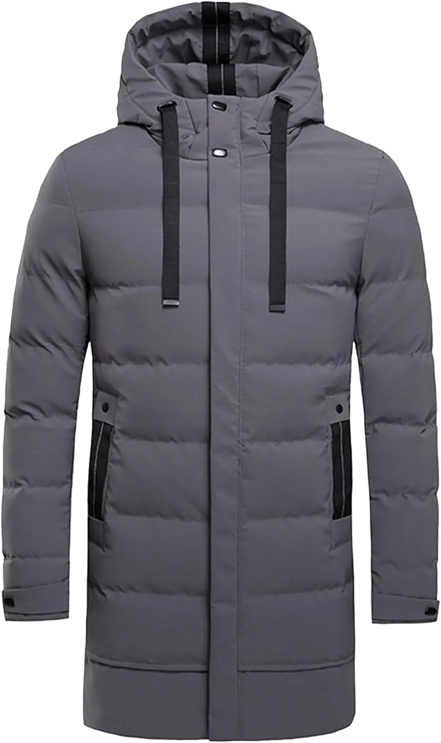 JEShifangjiusu Mens Thickened Down Jacket Winter Warm Down Coat Windbreaker Long Waterproof Insulated Puffer Down Jacket