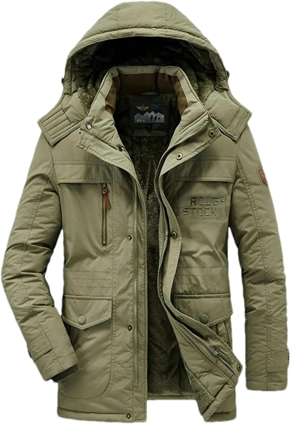 JXQXHCFS Men Parkas Windproof Jackets Hooded Windbreaker Cotton Mens Jacket Winter Military Parkas Casual Fleece Thick Warm