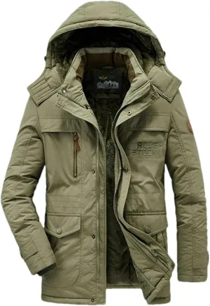 JXQXHCFS Men Parkas Windproof Jackets Hooded Windbreaker Cotton Mens Jacket Winter Military Parkas Casual Fleece Thick Warm