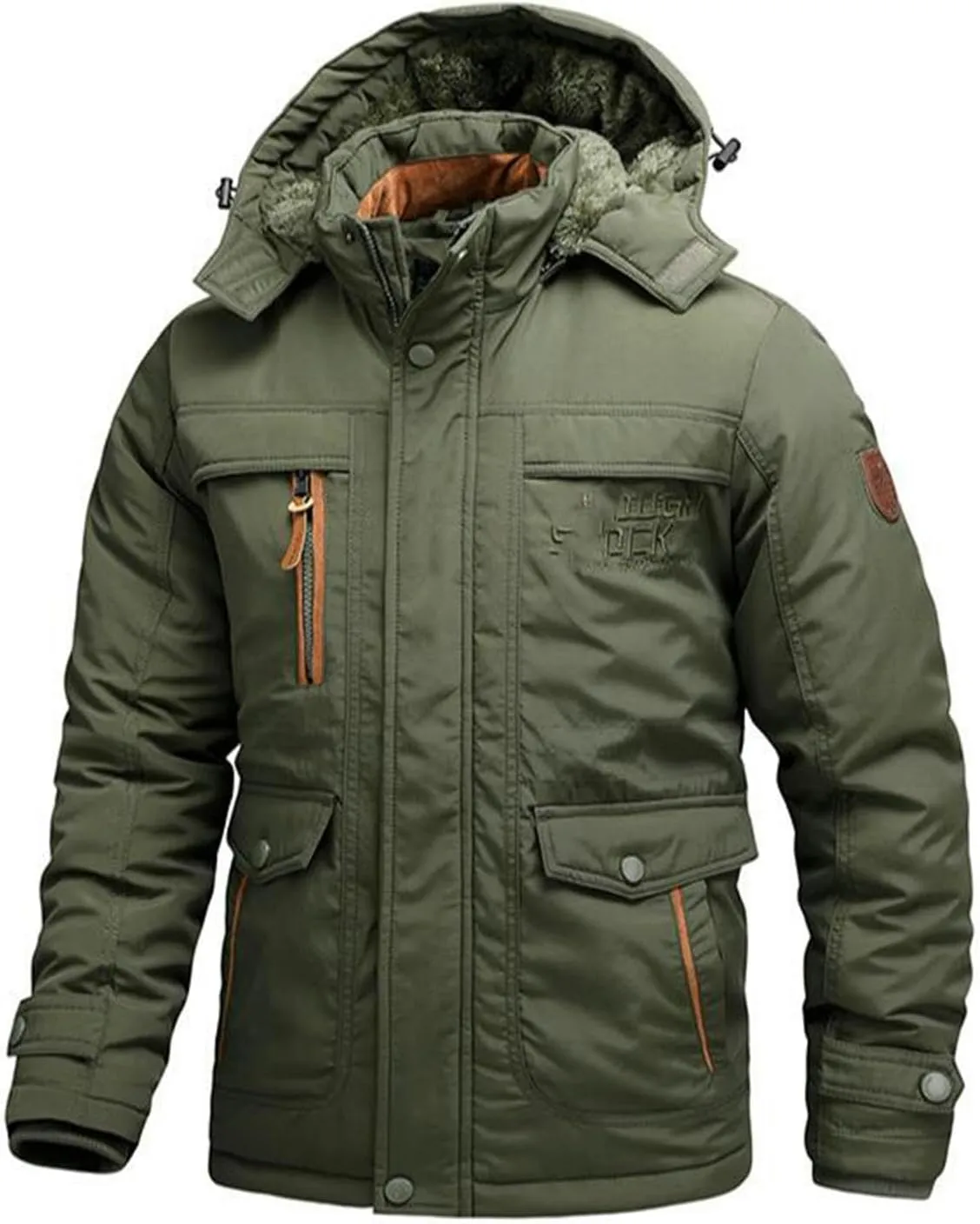 JXQXHCFS Men's Winter Jacket Fleece lining Parka Coat Hooded Windbreaker Military Thick Warm Outerwear Multi-pocket
