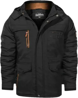 JXQXHCFS Men's Winter Jacket Fleece lining Parka Coat Hooded Windbreaker Military Thick Warm Outerwear Multi-pocket