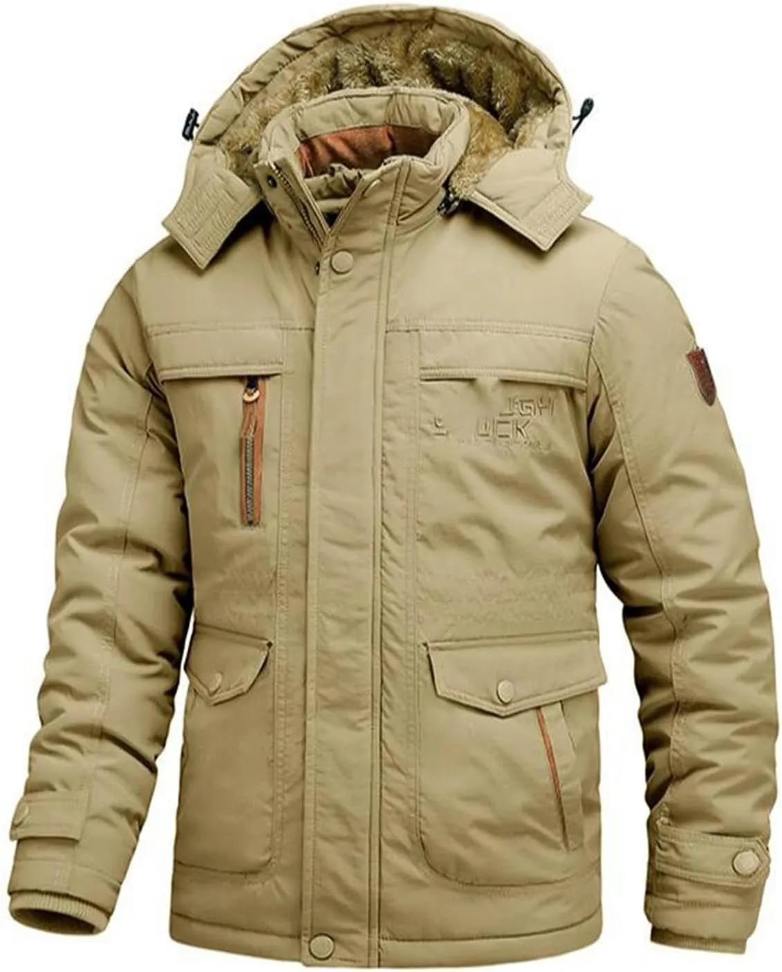 JXQXHCFS Men's Winter Jacket Fleece lining Parka Coat Hooded Windbreaker Military Thick Warm Outerwear Multi-pocket