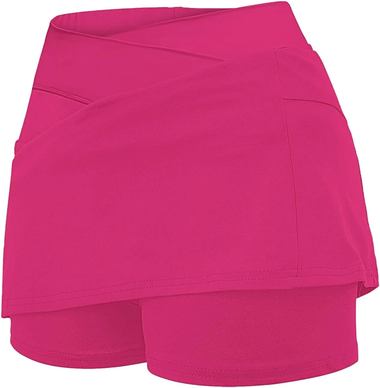 Knee Length Skorts Skirts for Women,Tummy Control Baggy Skorts with Pockets Mid Waist Athletic Pants Shorts Skirt