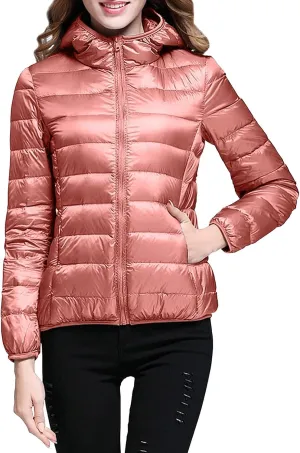 Ladies Casual Solid Color Light Down Jacket White Duck Down Hooded Down Jacket Jacket Womens Tops for Men