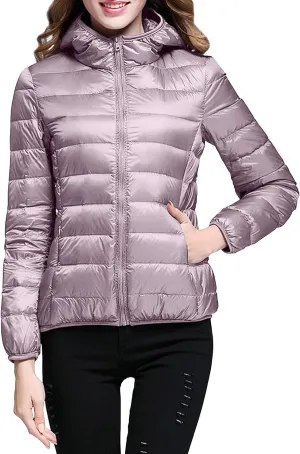 Ladies Casual Solid Color Light Down Jacket White Duck Down Hooded Down Jacket Jacket Womens Tops for Men