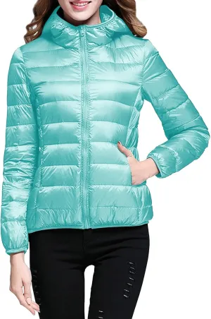 Ladies Casual Solid Color Light Down Jacket White Duck Down Hooded Down Jacket Jacket Womens Tops for Men