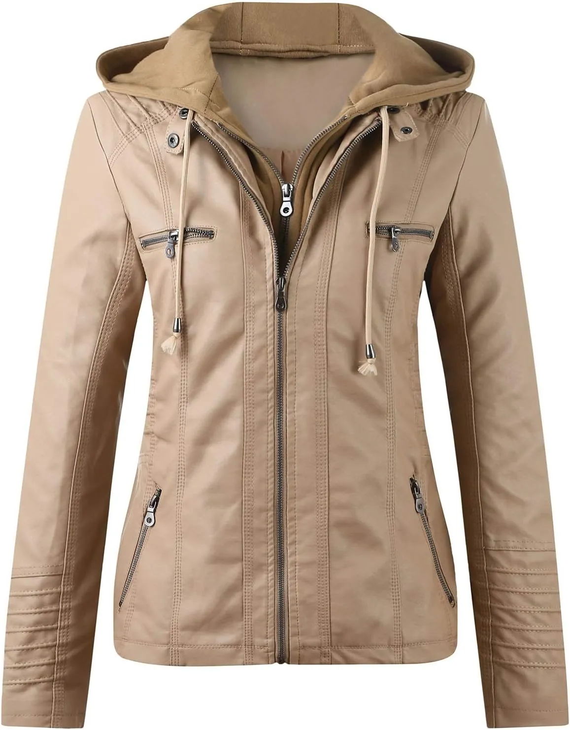 LCMTWX Women Jackets Belt Motorcycle Stand Zip Tops Slim Jacket Coat Collar Leather Women's Coat Jacket Women Womens
