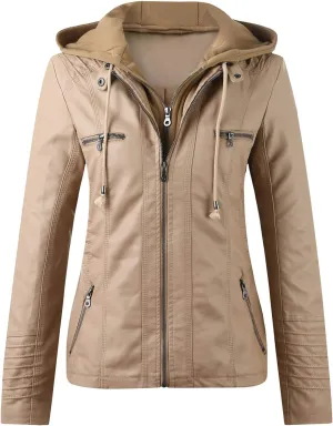 LCMTWX Women Jackets Belt Motorcycle Stand Zip Tops Slim Jacket Coat Collar Leather Women's Coat Jacket Women Womens
