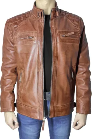 Leather Jacket For Men Genuine Lambskin Diamond Quilted Motorcycle Leather Jacket Mens Leather Jacket
