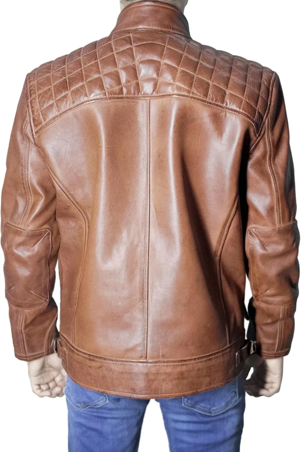 Leather Jacket For Men Genuine Lambskin Diamond Quilted Motorcycle Leather Jacket Mens Leather Jacket