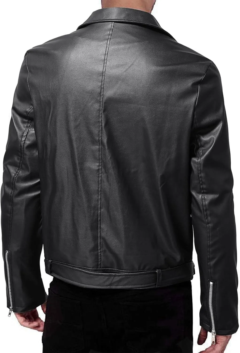 Leather Jacket Men Long Sleeve Bomber Motorcycle Jackets Zip Up Outwear Sports Basic Biker Winter Coat with Pockets