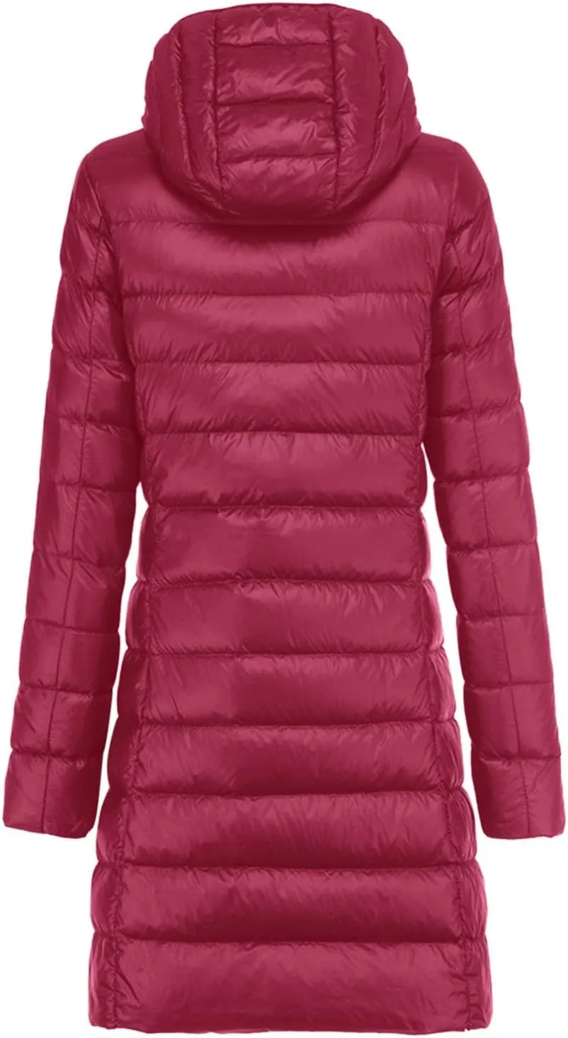 Lightweight Puffer Jacket Women Packable Duck Down Quilted Jacket Winter Warm Padded Bubble Outwear Coat